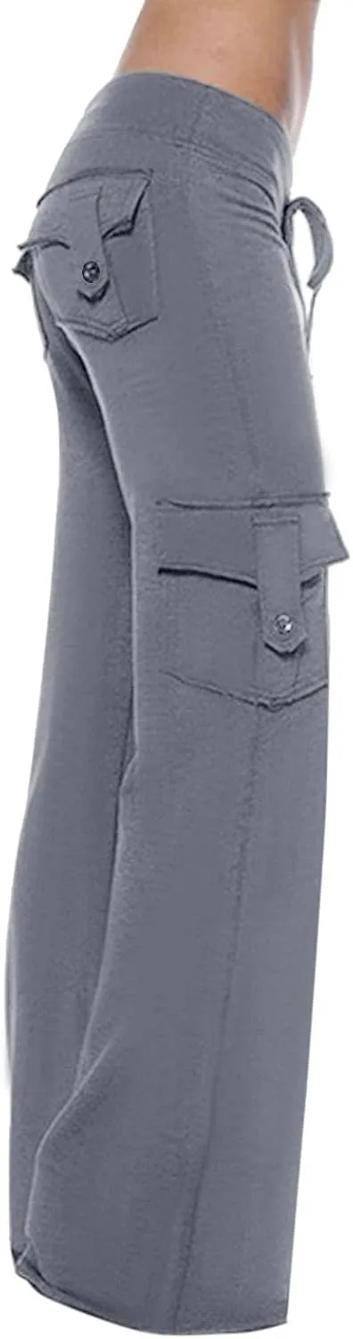 sdbrld Cargo Pants Women Adjustable Waist Multiple Pockets Relaxed Fit Straight Wide Leg Y2K Pants Trousers Y2K Fashion Jeans