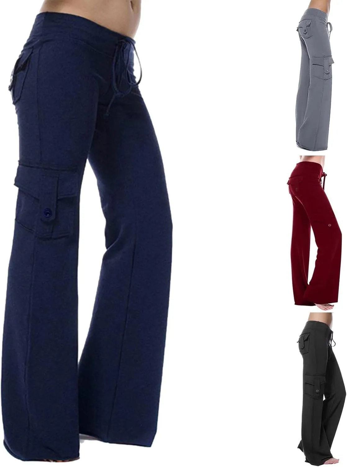 sdbrld Cargo Pants Women Adjustable Waist Multiple Pockets Relaxed Fit Straight Wide Leg Y2K Pants Trousers Y2K Fashion Jeans