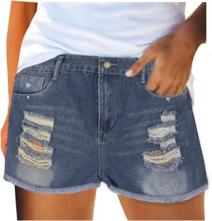 Sexy Denim Shorts for Women Cut Off Low Waist Booty Ripped Raw Hem Distressed Jean Shorts