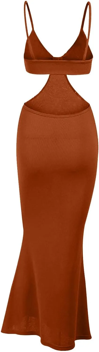 Sexy Evening Sling Dress for Women,Fashion Ruffle Back Elegant Temperament Slim Long Dresses