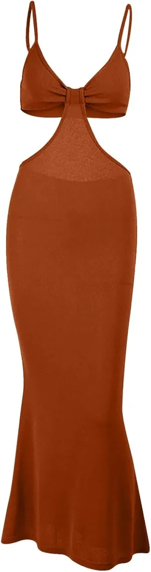Sexy Evening Sling Dress for Women,Fashion Ruffle Back Elegant Temperament Slim Long Dresses
