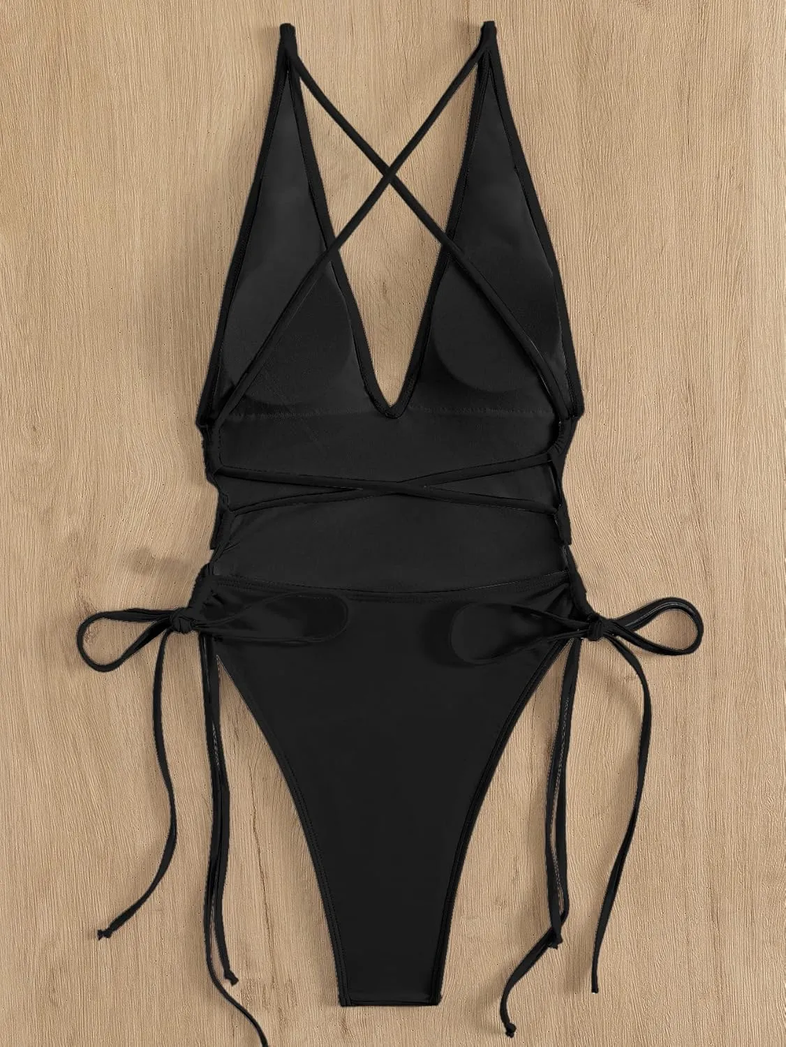SHENHE Women's Deep V Neck Criss Cross Backless One Piece Bathing Suit Monokini Swimsuit