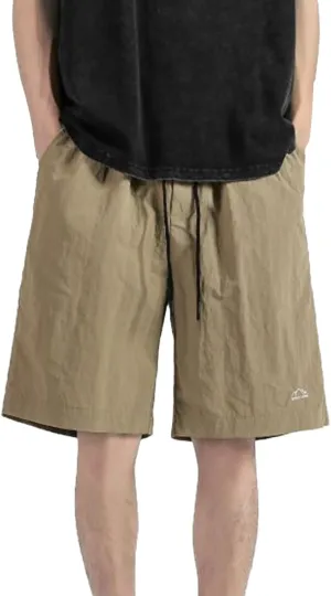 Shorts for Men Summer Embroidered Loose Fit Drawstring Ice Silk 5 Inch Casual Shorts