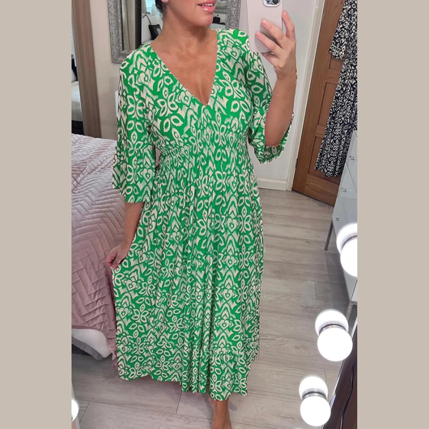 Summer Dresses for Women 2025 Plus Size Dress V Neck Short Sleeve Maxi Dress Ruffle Floral Fairy Swing Dresses