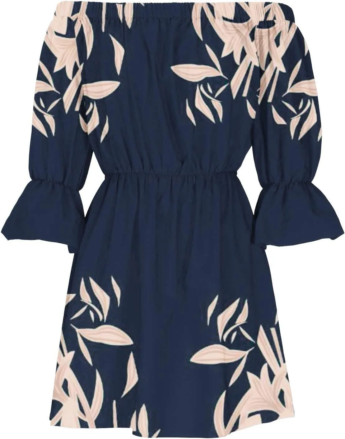 Summer Dresses for Women Boho Beach Sexy Off Shoulder Tunic Sundresses Casual Loose Fit Sleeve Mini Floral Dress