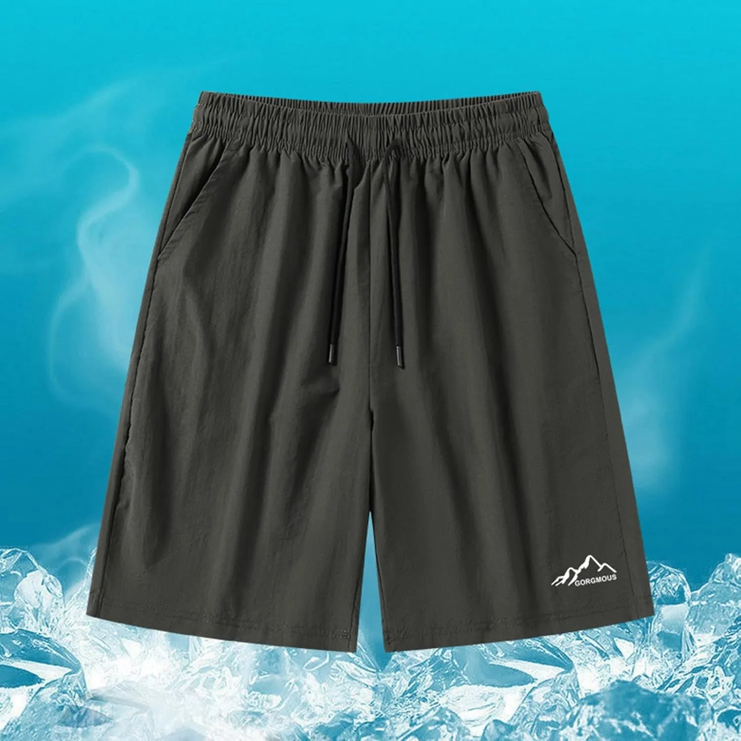 Summer Shorts for Men Elastic Waist Straight Leg Casual Beach Shorts Relaxed Fit Big and Tall Drawstring Outdoor Hiking Pants