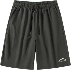 Summer Shorts for Men Elastic Waist Straight Leg Casual Beach Shorts Relaxed Fit Big and Tall Drawstring Outdoor Hiking Pants