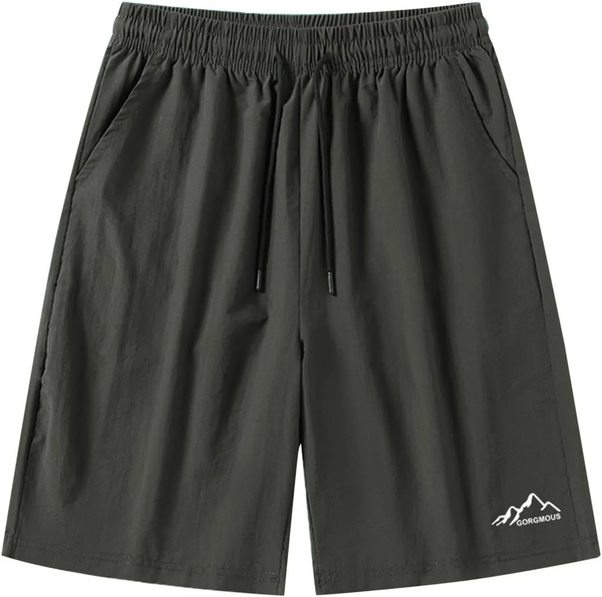 Summer Shorts for Men Elastic Waist Straight Leg Casual Beach Shorts Relaxed Fit Big and Tall Drawstring Outdoor Hiking Pants