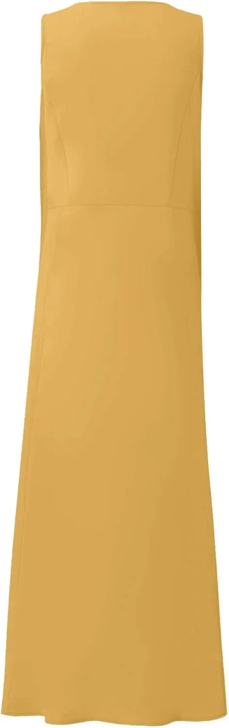 Sundresses for Women 2025 Vacation Plus Size Linen Maxi Dress Flwoy Summer Boho Beach Tank Dress with Pockets