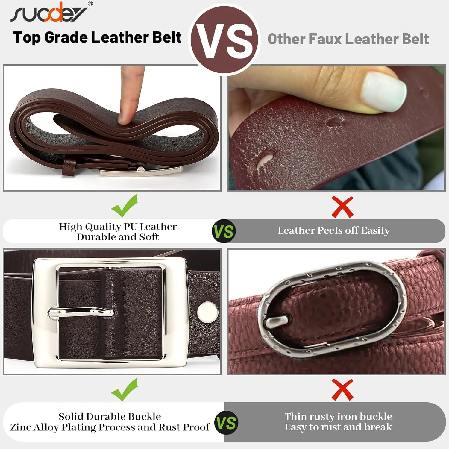 SUOSDEY Fashion Womens Leather Belts,Wide Waist Belt with Pin Buckle for Jeans Pants Dresses,1.5" width
