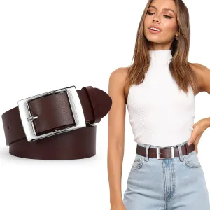 SUOSDEY Fashion Womens Leather Belts,Wide Waist Belt with Pin Buckle for Jeans Pants Dresses,1.5" width