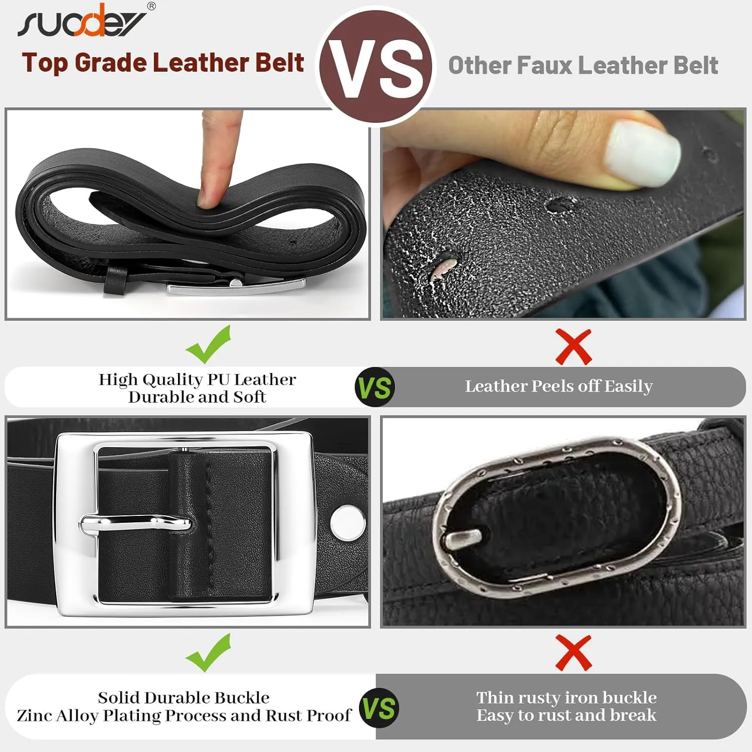 SUOSDEY Fashion Womens Leather Belts,Wide Waist Belt with Pin Buckle for Jeans Pants Dresses,1.5" width