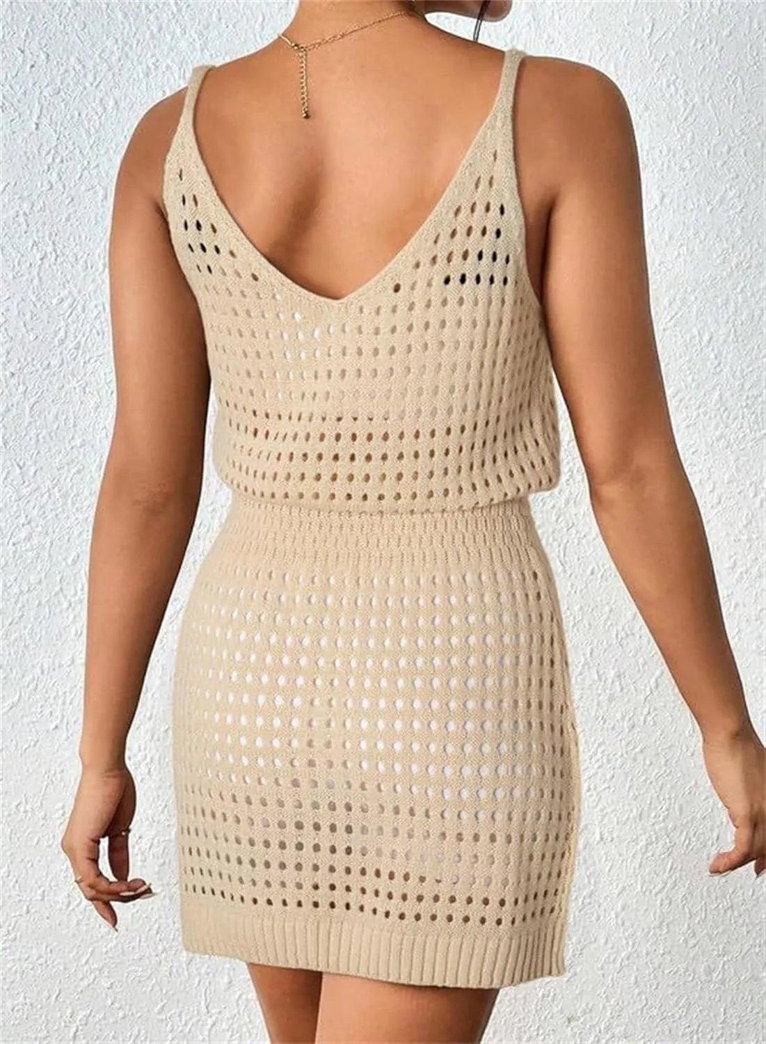 Swimsuit Coverup for Women Crochet Hollow Out Knit Beach Bathing Suit Swim Cover Ups Summer Mini Vacation Dresses