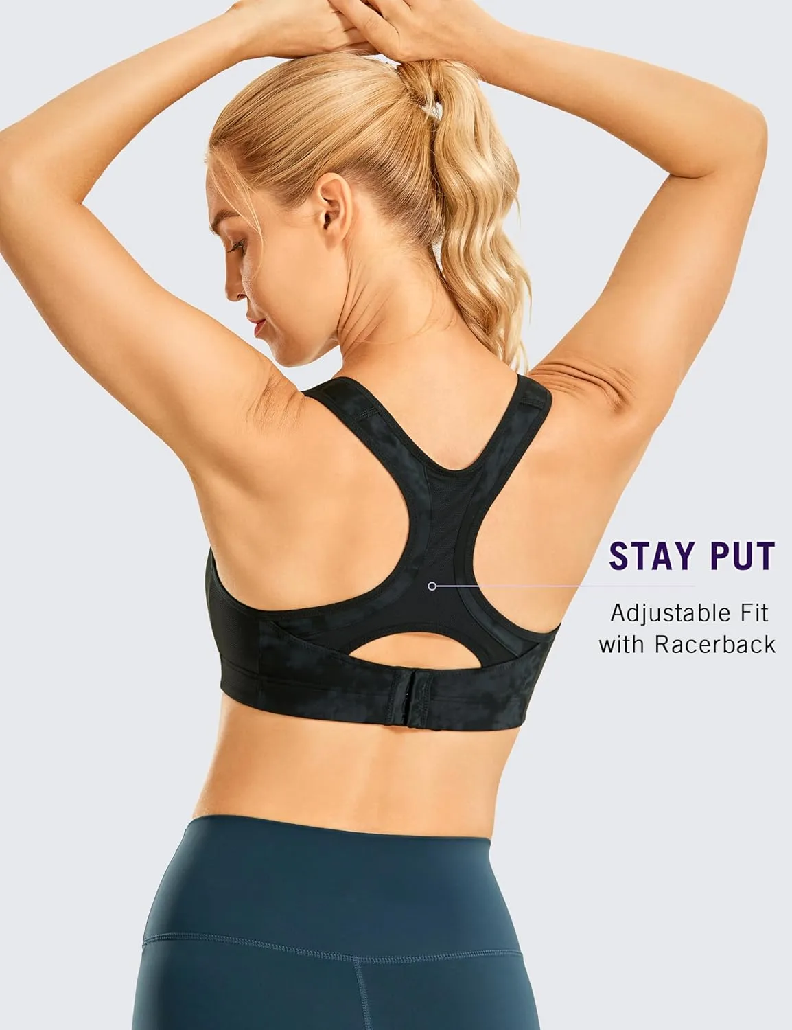 SYROKAN Women's Sports Bra Front Adjustable High Impact Support Padded Wireless Racerback Plus Size Running Bra