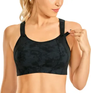 SYROKAN Women's Sports Bra Front Adjustable High Impact Support Padded Wireless Racerback Plus Size Running Bra