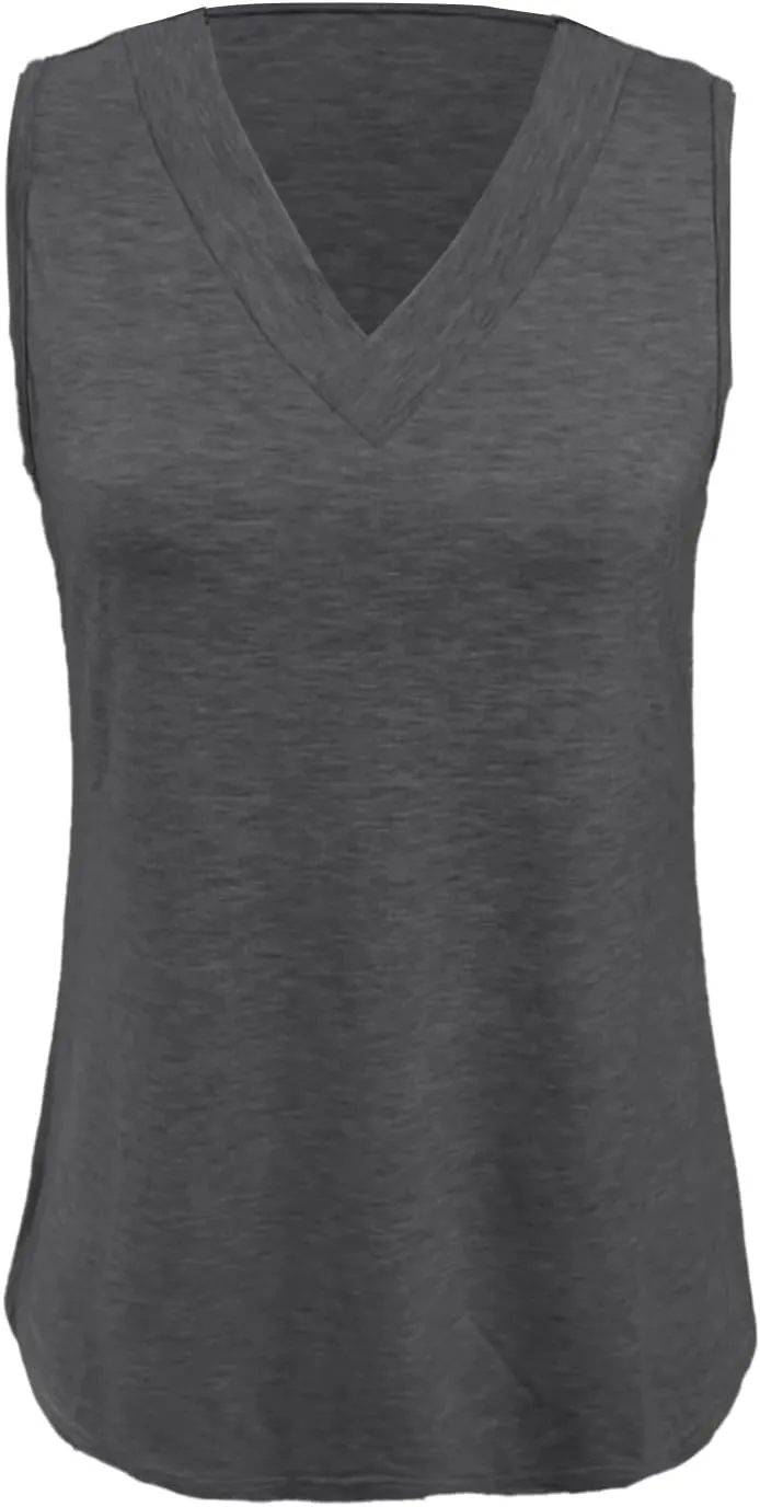 Tank Tops for Women Summer V Neck T-Shirts Dressy Casual Sleeveless Flowy Basic Tee Loose 2025 Vacation