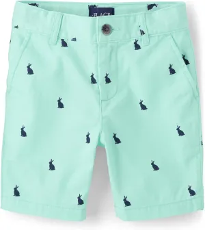 The Children's Place Boys' Print Chino Shorts Blue Radiance