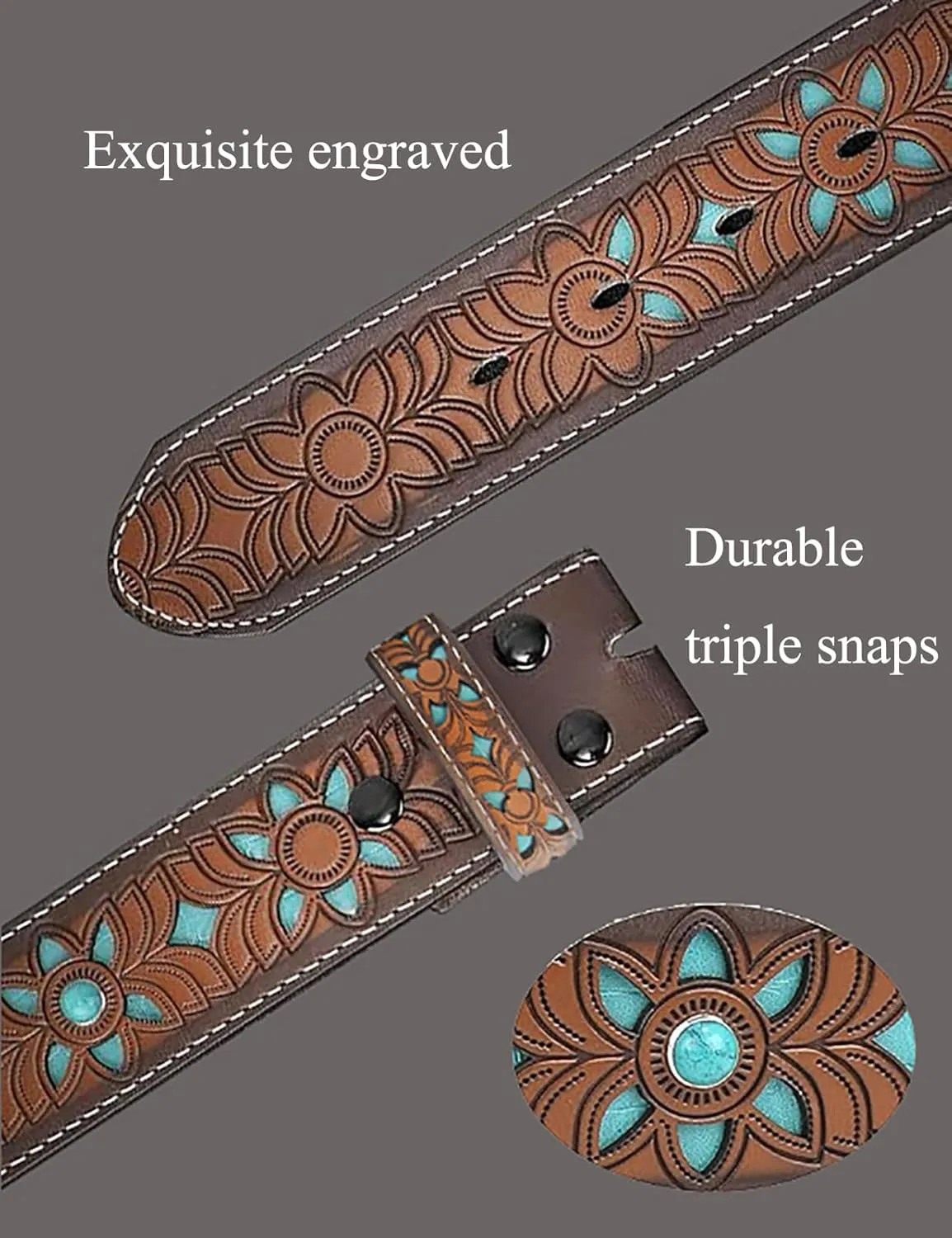 TOPACC Western Belts for Women Men Cowboy Cowgirl Belt for Jeans Pants Country Concert Outfit Rodeo