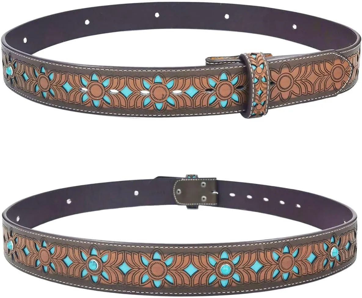 TOPACC Western Belts for Women Men Cowboy Cowgirl Belt for Jeans Pants Country Concert Outfit Rodeo