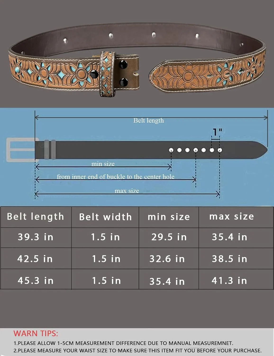 TOPACC Western Belts for Women Men Cowboy Cowgirl Belt for Jeans Pants Country Concert Outfit Rodeo