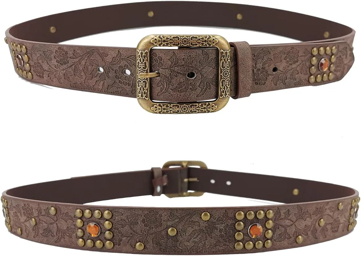 TOPACC Womens Western Belts for Jeans Cowgirl Belt with Buckle Girls Country Belt for Pants Dresses
