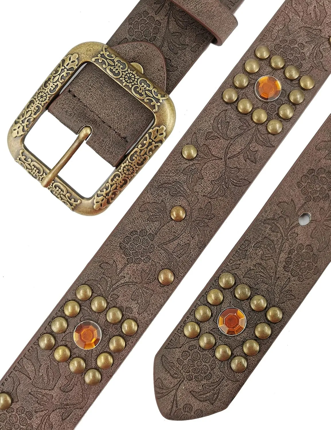 TOPACC Womens Western Belts for Jeans Cowgirl Belt with Buckle Girls Country Belt for Pants Dresses