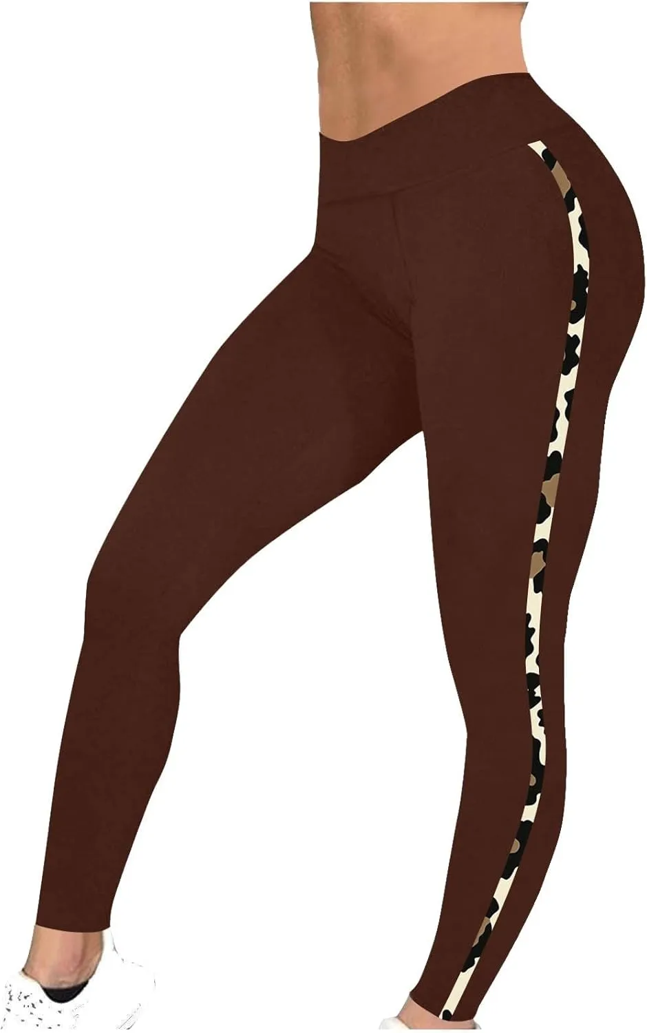 Trendy Leggings for Womens 2024 Side Camo Printed Yoga Pants High Waist Stretch Seamless Compression Trousers