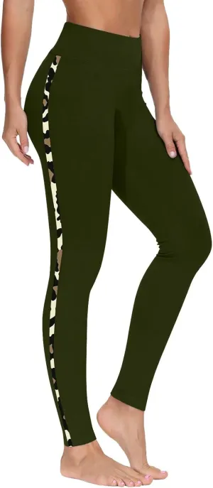 Trendy Leggings for Womens 2024 Side Camo Printed Yoga Pants High Waist Stretch Seamless Compression Trousers