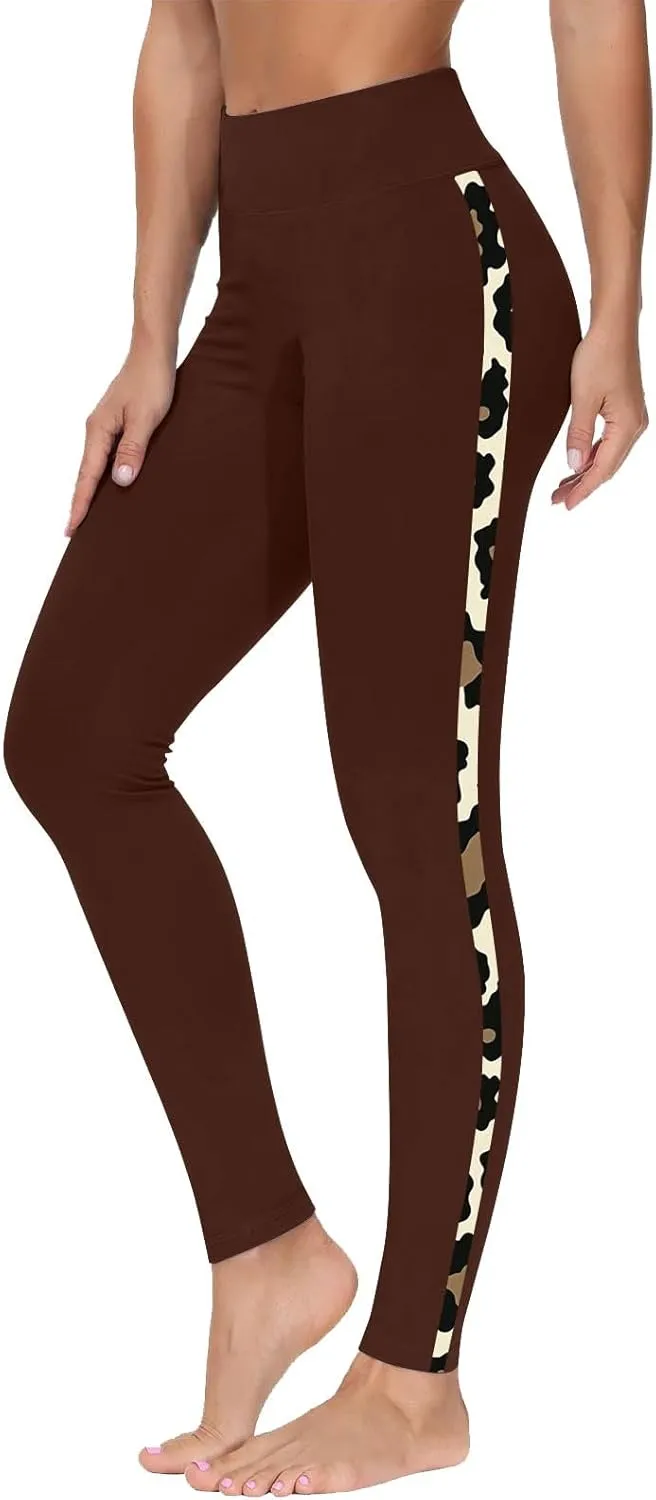 Trendy Leggings for Womens 2024 Side Camo Printed Yoga Pants High Waist Stretch Seamless Compression Trousers