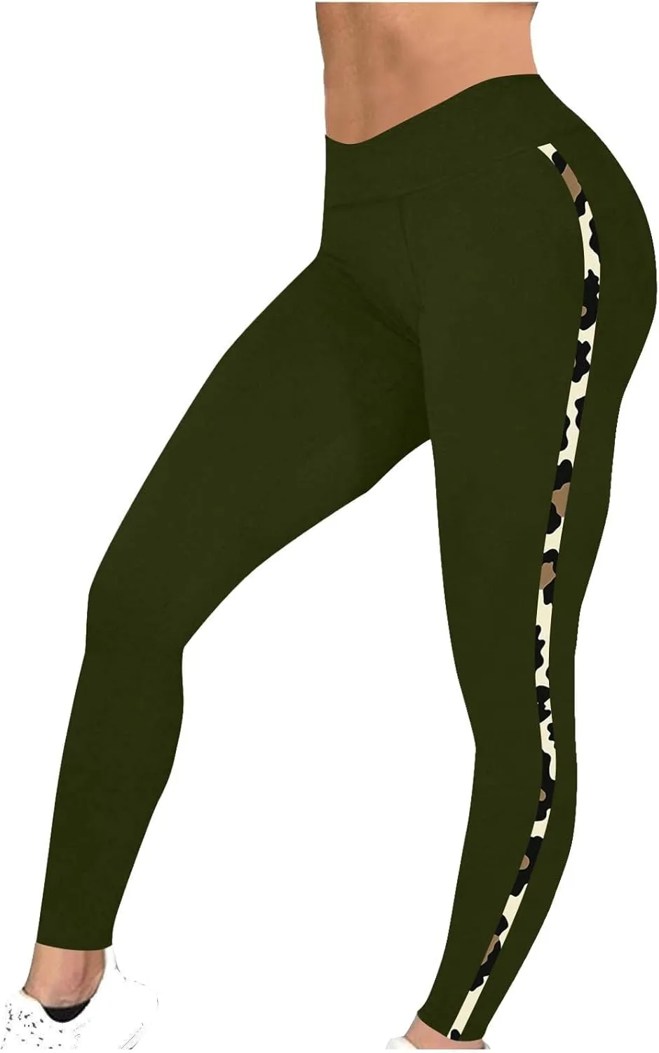 Trendy Leggings for Womens 2024 Side Camo Printed Yoga Pants High Waist Stretch Seamless Compression Trousers