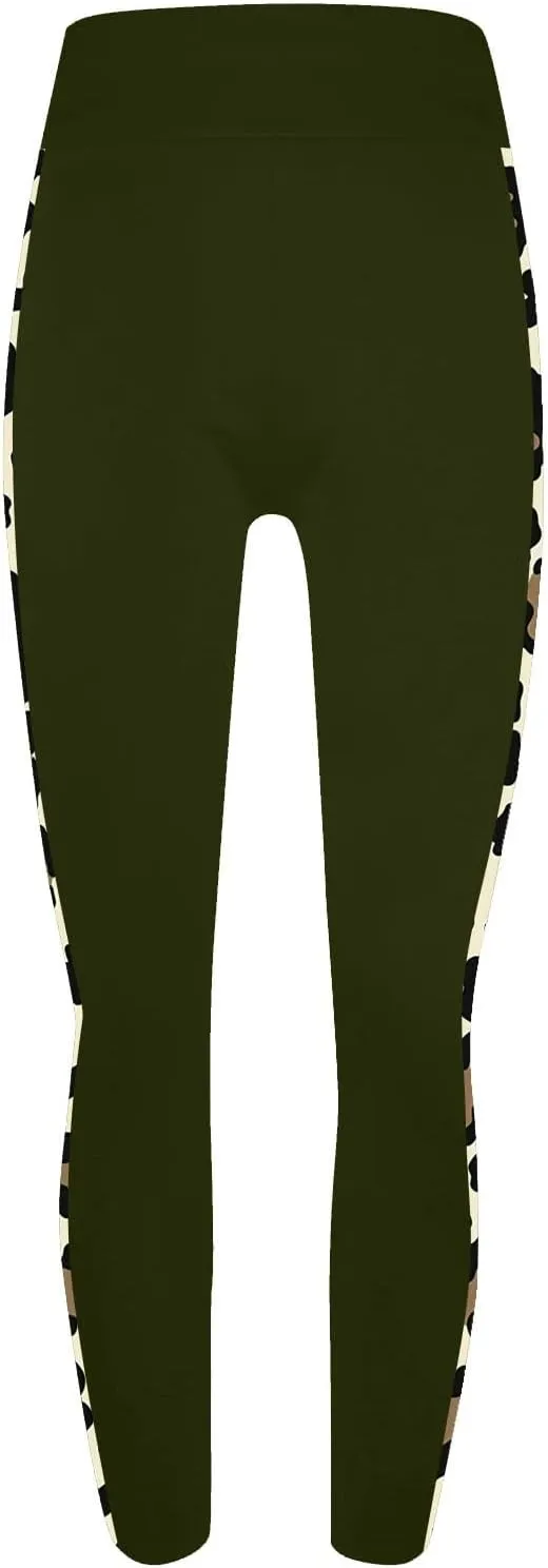 Trendy Leggings for Womens 2024 Side Camo Printed Yoga Pants High Waist Stretch Seamless Compression Trousers