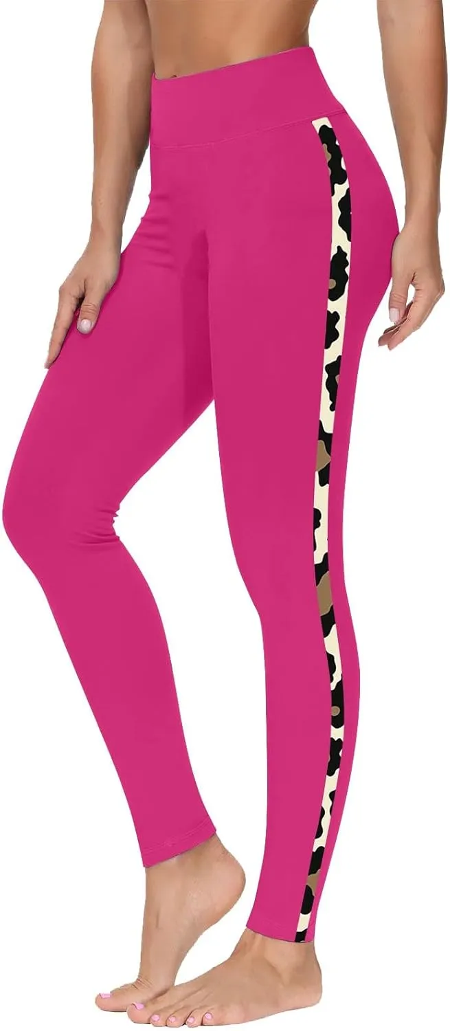 Trendy Leggings for Womens 2024 Side Camo Printed Yoga Pants High Waist Stretch Seamless Compression Trousers