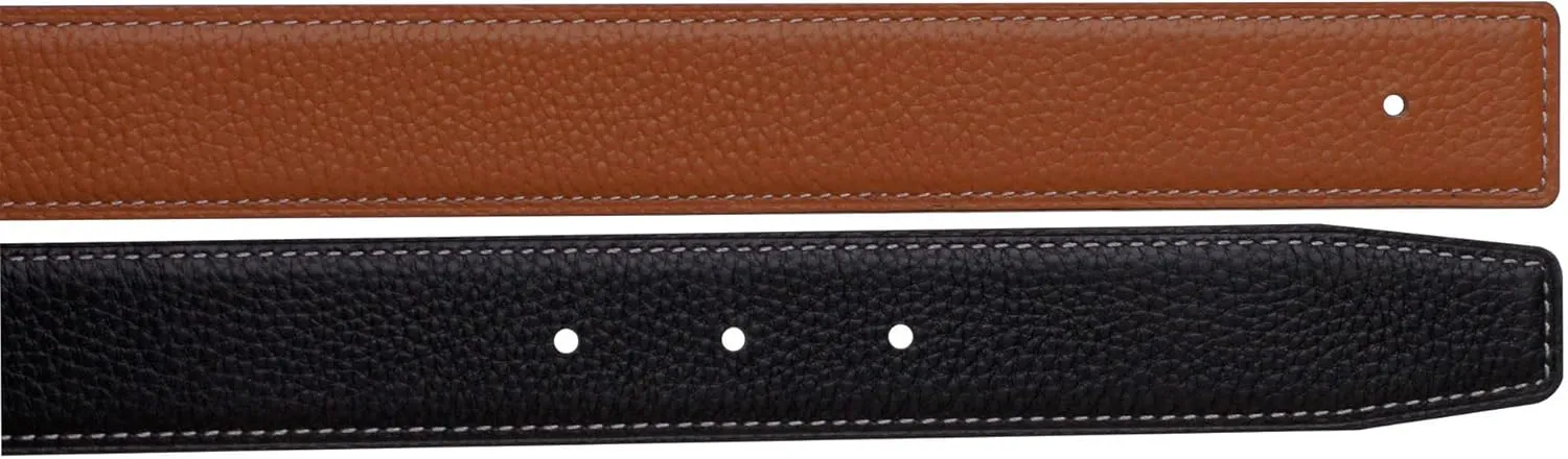 UzHot Reversible H Full Grain Leather Belt Strap Without Buckle Blank Replacement Strip For Women And Men 32mm Wide