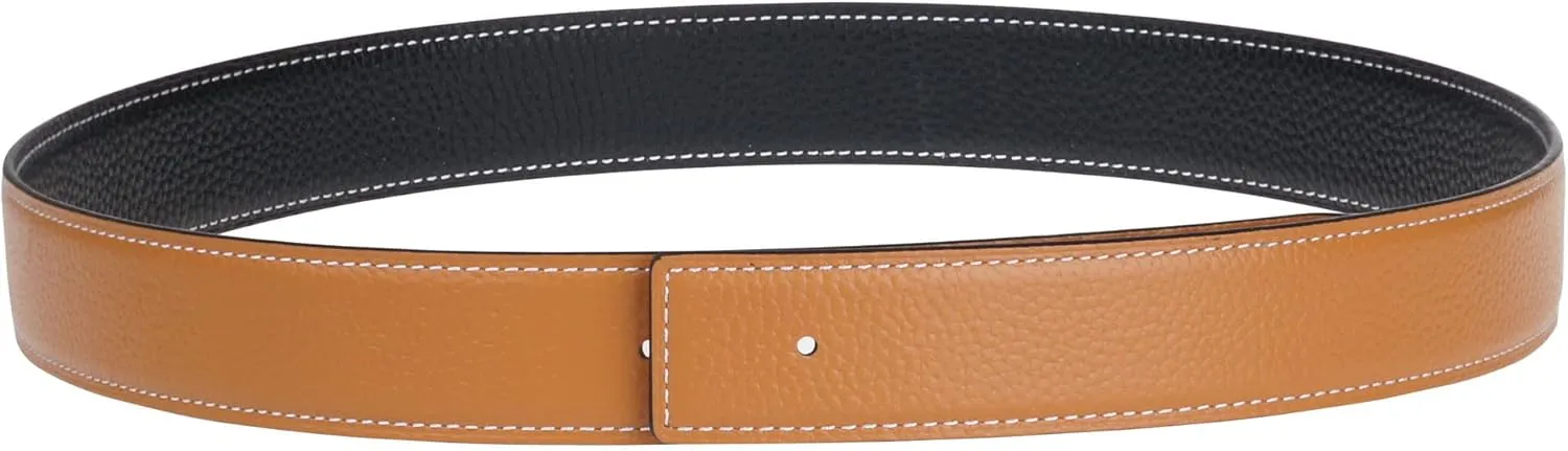 UzHot Reversible H Full Grain Leather Belt Strap Without Buckle Blank Replacement Strip For Women And Men 32mm Wide