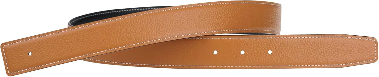 UzHot Reversible H Full Grain Leather Belt Strap Without Buckle Blank Replacement Strip For Women And Men 32mm Wide