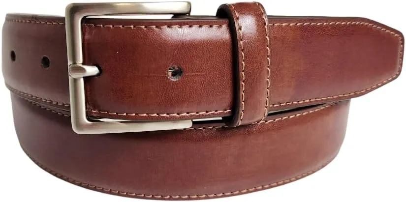 Vince Camuto Belts Men | Black Belt with Edge Stitch Detailing and a Nickle Finish Belt Buckle
