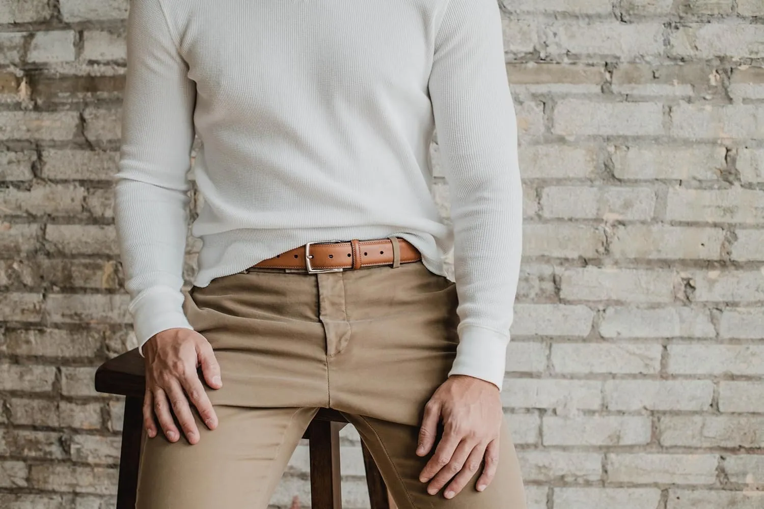 Vince Camuto Belts Men | Black Belt with Edge Stitch Detailing and a Nickle Finish Belt Buckle