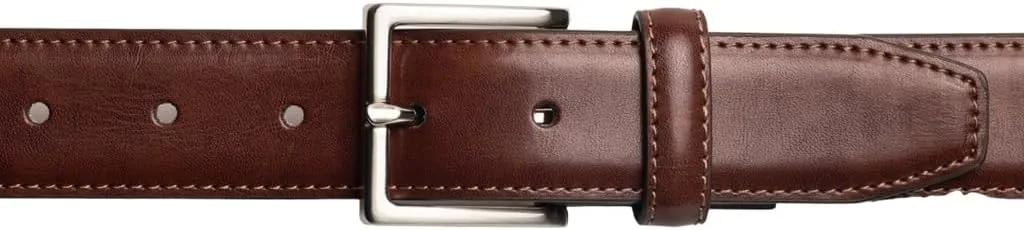 Vince Camuto Belts Men | Black Belt with Edge Stitch Detailing and a Nickle Finish Belt Buckle