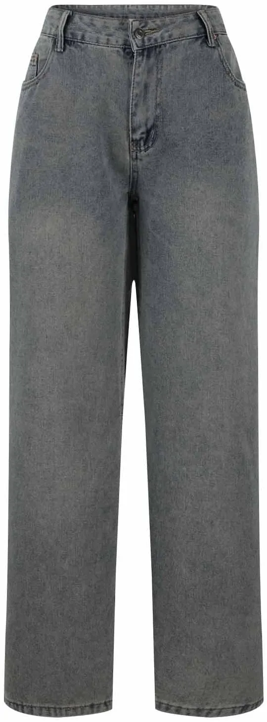 Vintage High Waisted Straight Leg Jeans for Women Relaxed Fit Stretch Denim Casual Wear with Pocket Details Streetwear