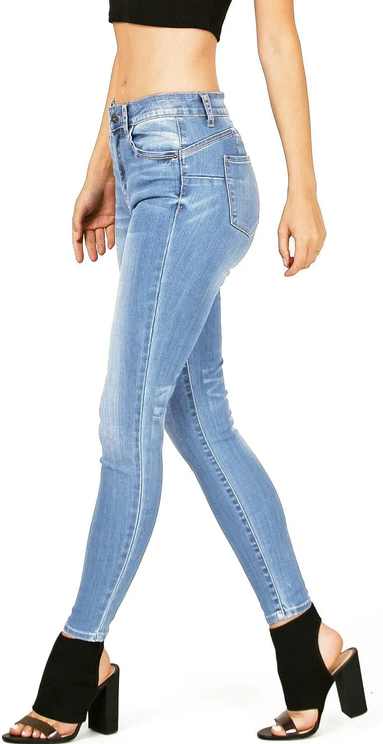 Wax Jeans Women's Juniors High Waist Light Distressing Skinny Jeans