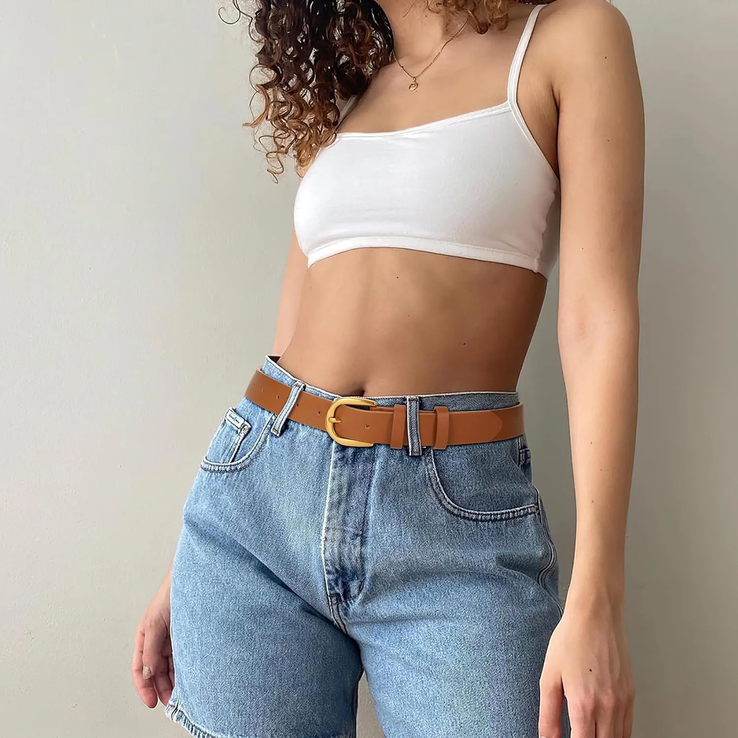 WHIPPY Women Leather Belt for Jeans Pants Dresses Black Ladies Waist Belt with Pin Buckle