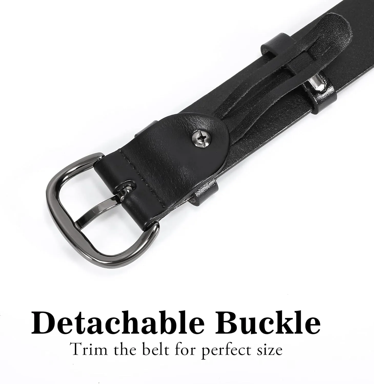WHIPPY Women Leather Belt for Jeans Pants Dresses Black Ladies Waist Belt with Pin Buckle