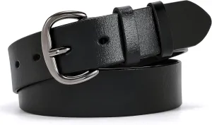 WHIPPY Women Leather Belt for Jeans Pants Dresses Black Ladies Waist Belt with Pin Buckle