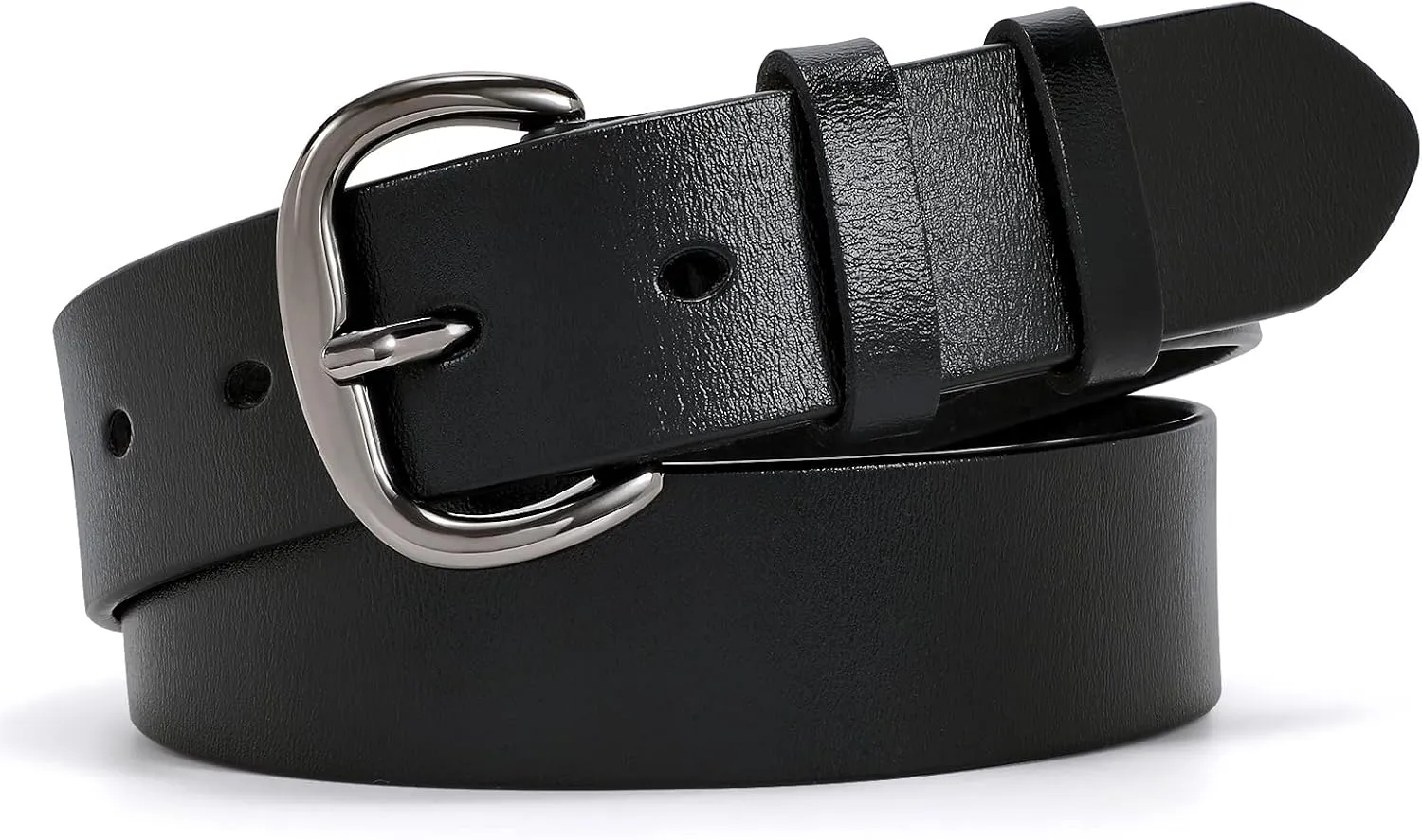 WHIPPY Women Leather Belt for Jeans Pants Dresses Black Ladies Waist Belt with Pin Buckle