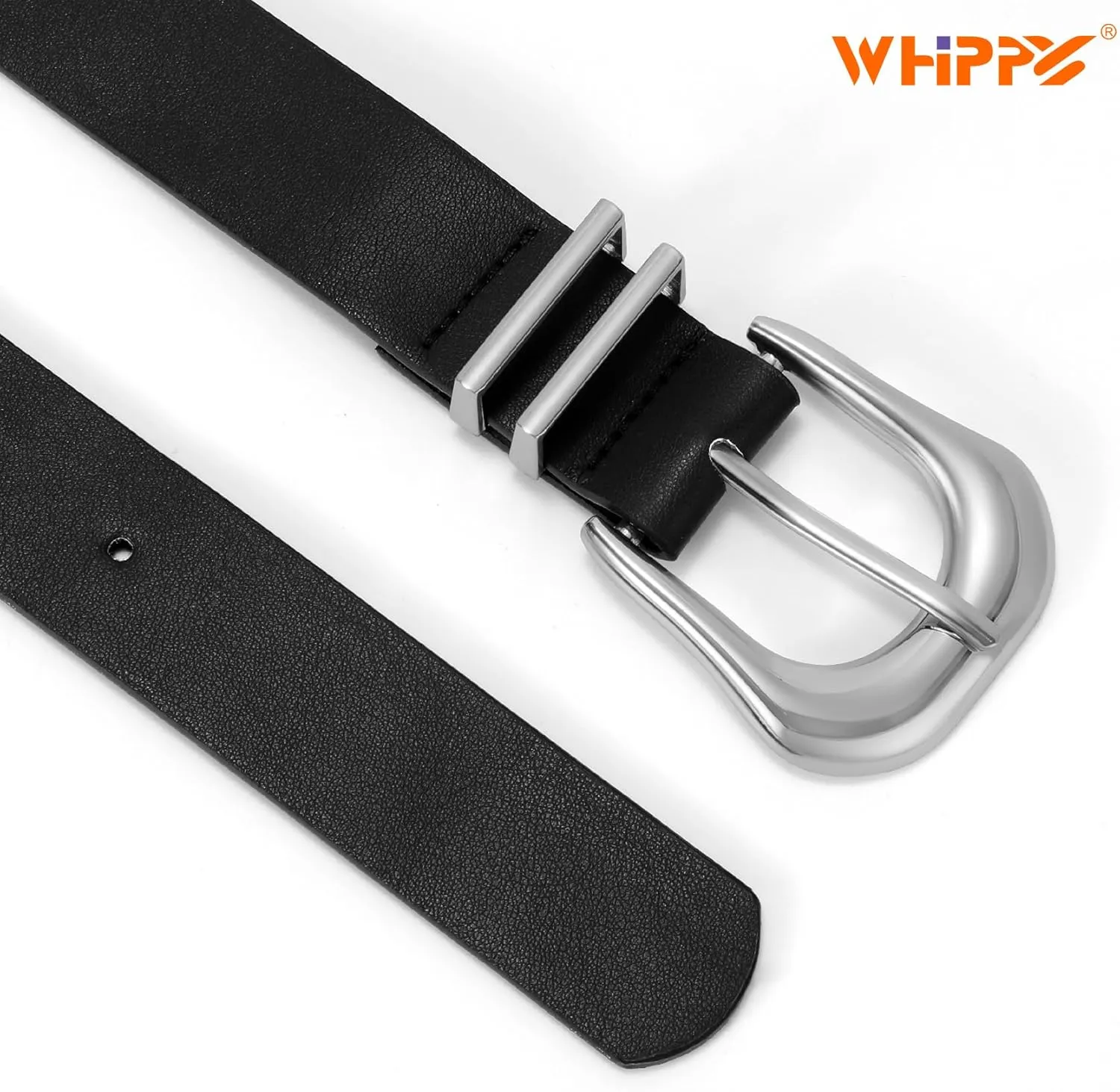 WHIPPY Women Leather Belt for Jeans Pants Fashion Ladies Faux Leather Belt with Gold Buckle