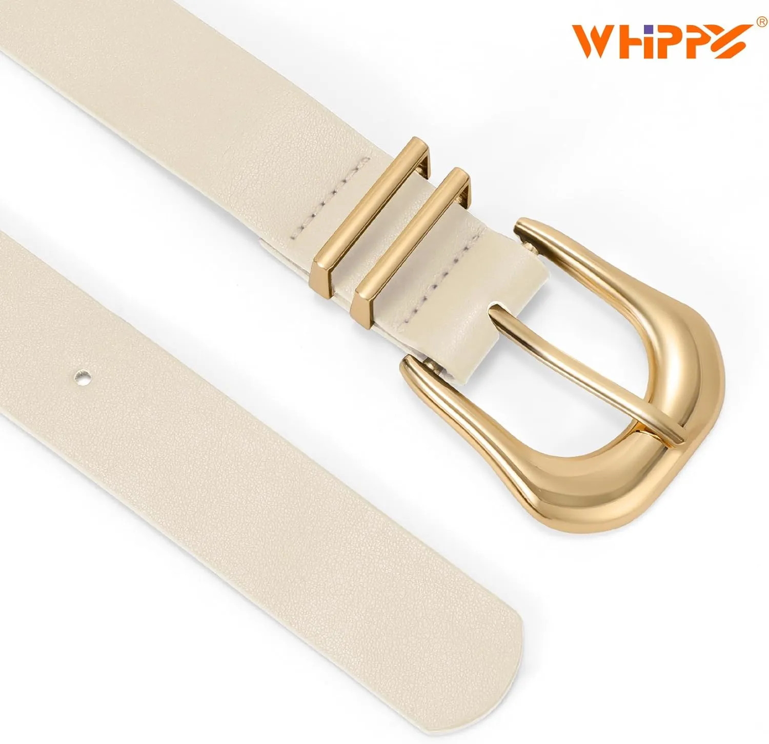 WHIPPY Women Leather Belt for Jeans Pants Fashion Ladies Faux Leather Belt with Gold Buckle