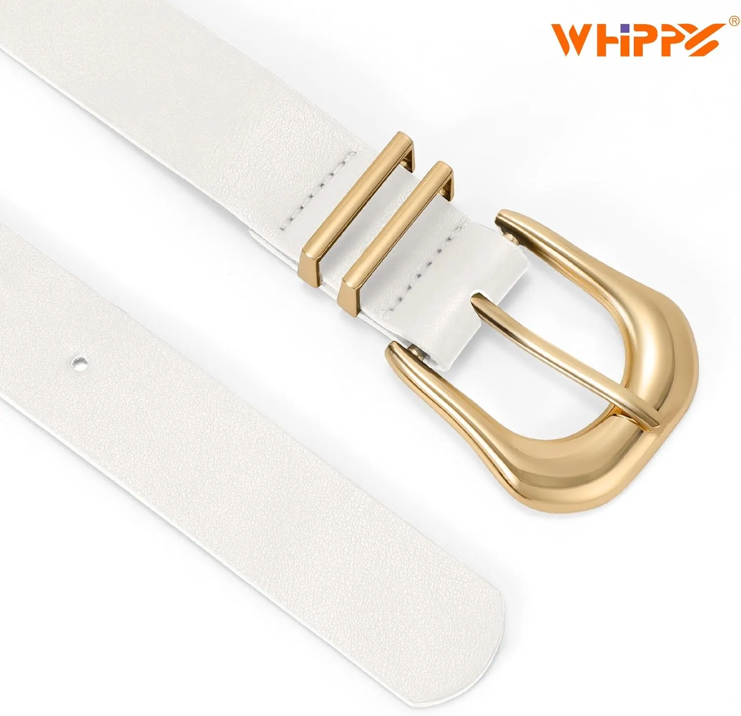 WHIPPY Women Leather Belt for Jeans Pants Fashion Ladies Faux Leather Belt with Gold Buckle