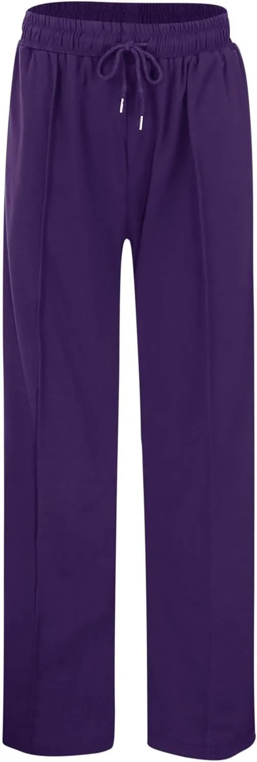 Wide Leg Sweatpants Women Drawstring Loose Sweat Pants High Waisted Baggy Lounge Pants with Pockets