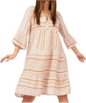 Women Boho Cute Shift Dress Geometric Floral Print Mini Tunic Dress Summer Sundress Beach Flowy V Neck Short Dress