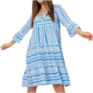 Women Boho Cute Shift Dress Geometric Floral Print Mini Tunic Dress Summer Sundress Beach Flowy V Neck Short Dress